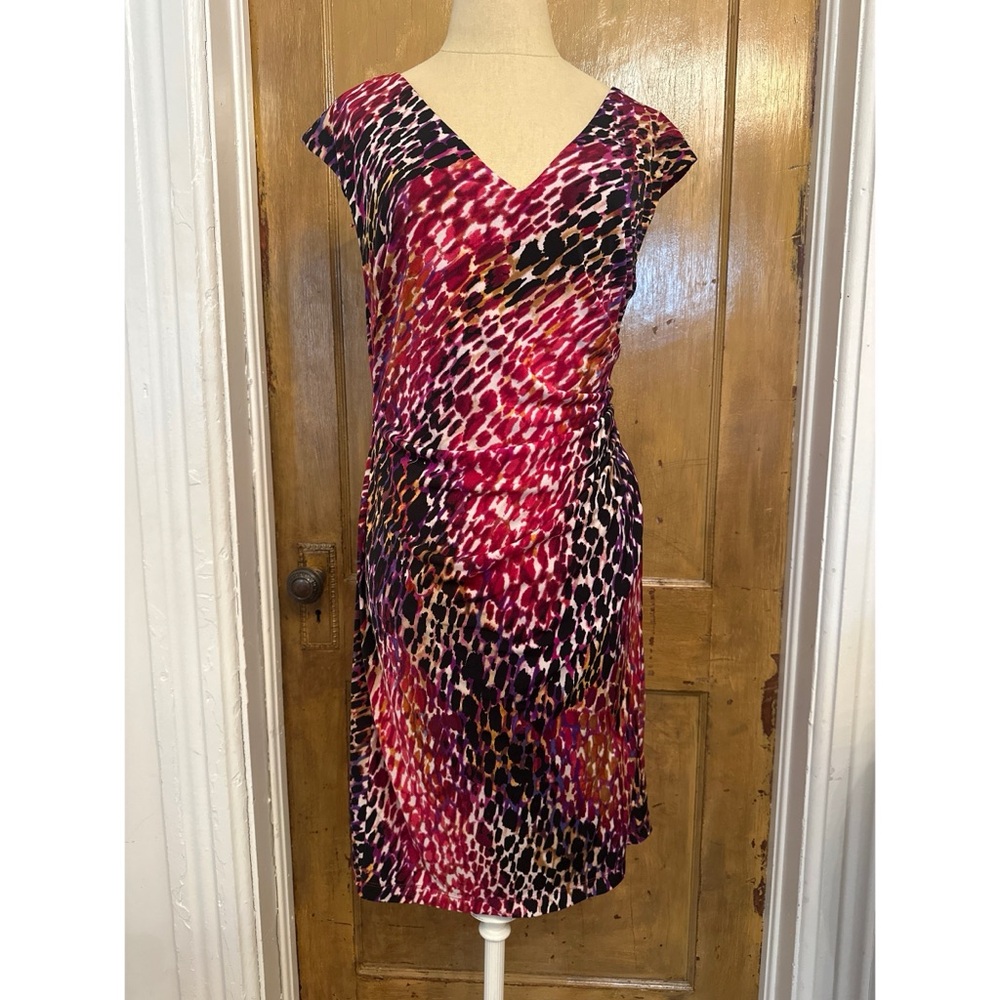 Like new! size 12 Dress Barn multi color animal print sheath dress